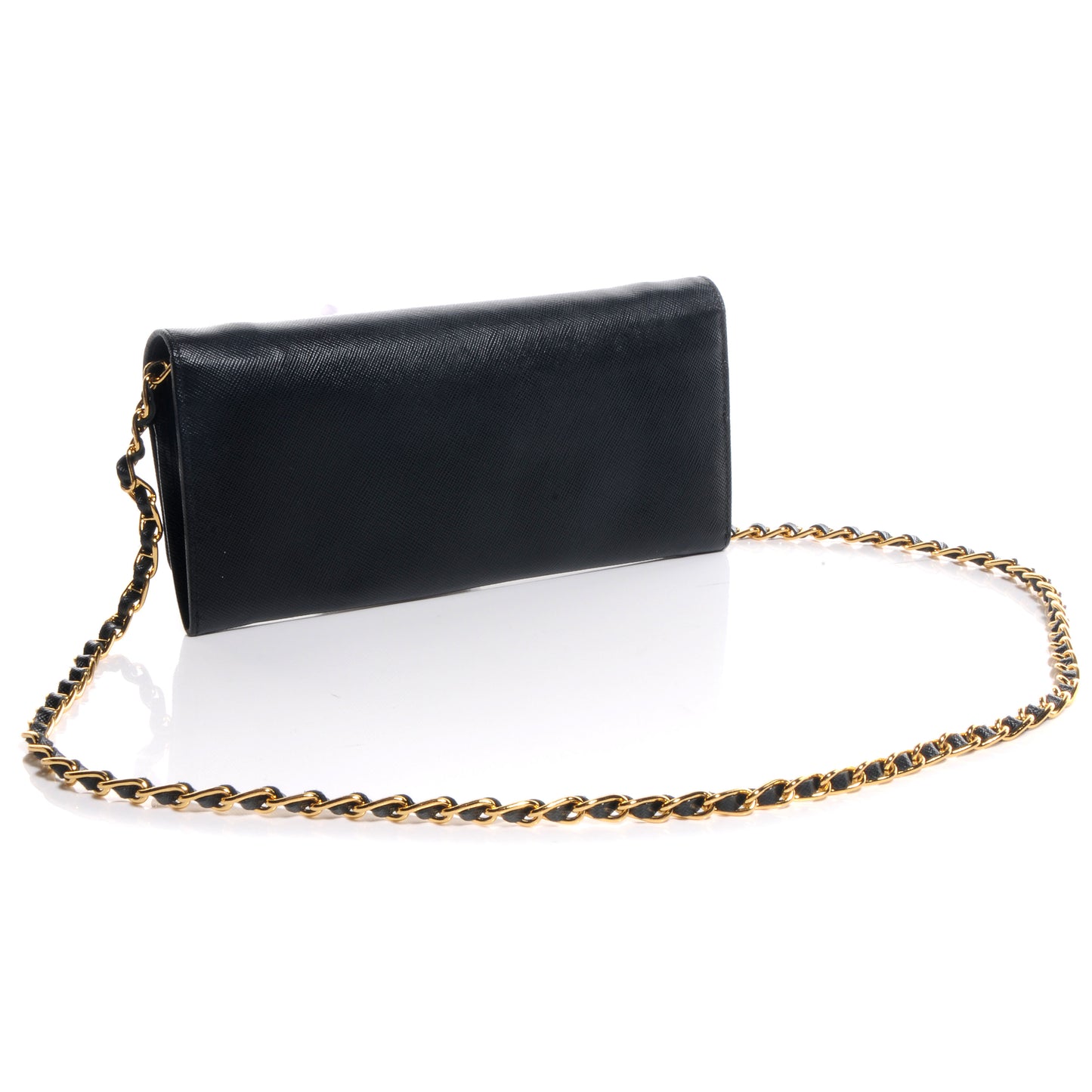 Saffiano Metal Oro Chain Wallet Nero Black