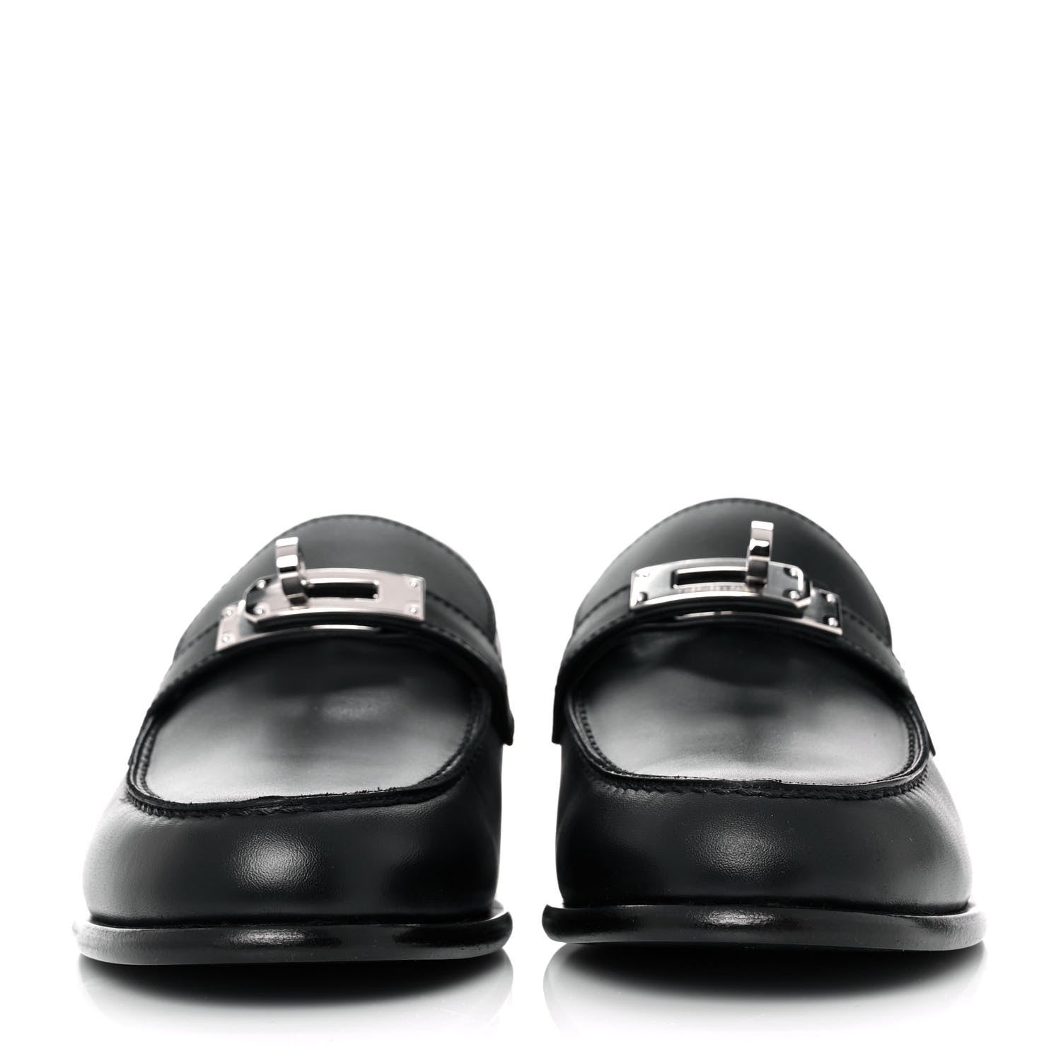 Hermes Calfskin Womens Destin Loafers 35.5 Black 2 of 8