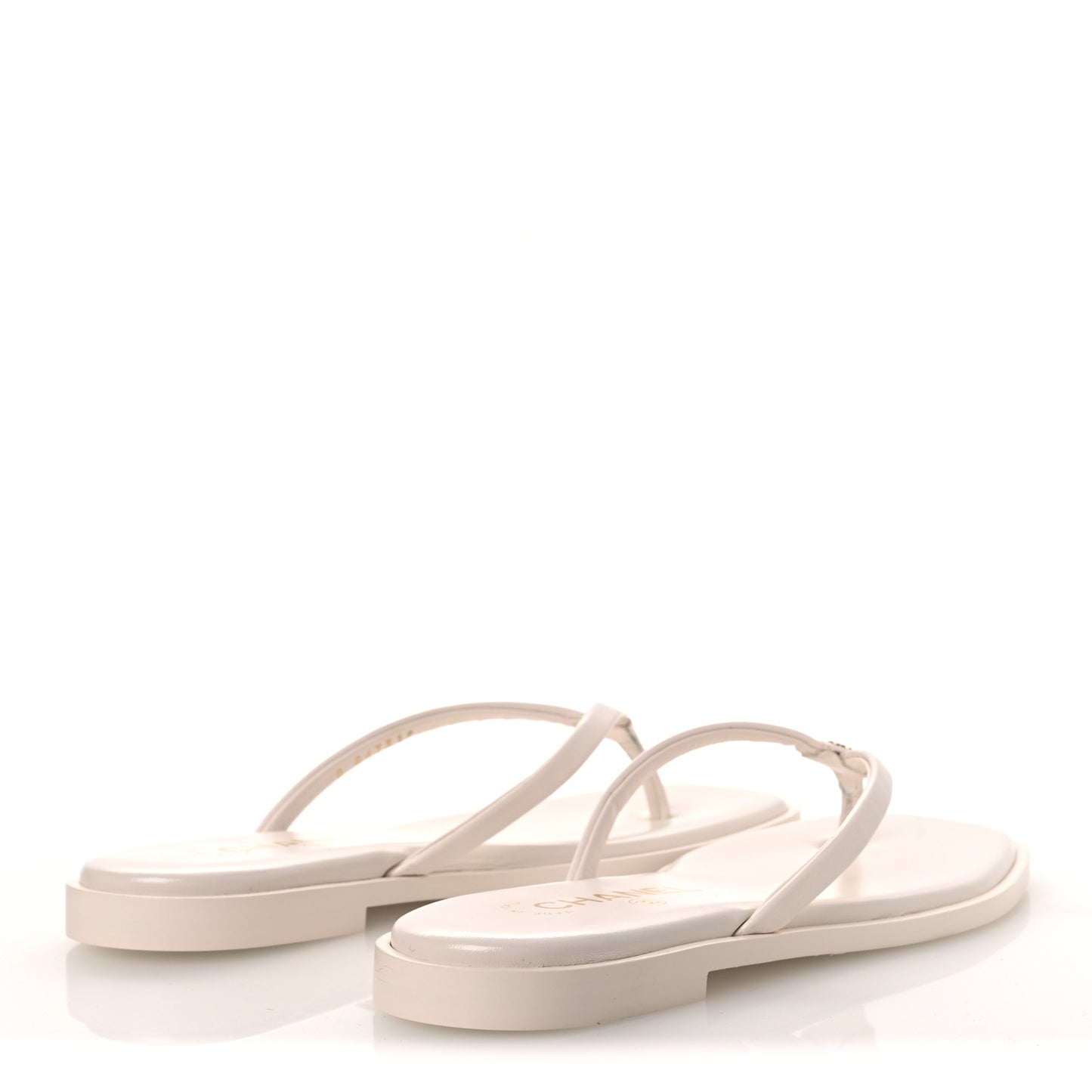 Goatskin CC Times Square Thong Sandals 37.5 White