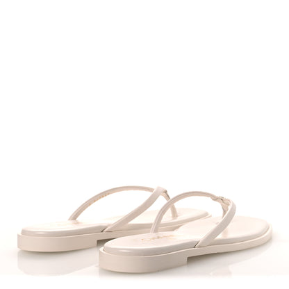 Chanel Goatskin CC Times Square Thong Sandals 37.5 White 5 of 14