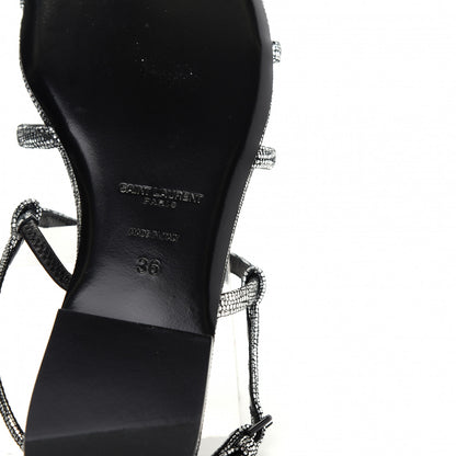 Saint Laurent Calfskin Cassandra Monogram Sandals 36 Argento 9 of 10