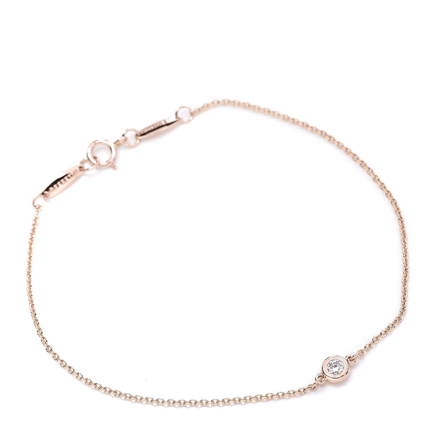 Tiffany 18K Rose Gold Diamond .08ct Elsa Peretti Diamonds by the Yard Bracelet 1 of 8
