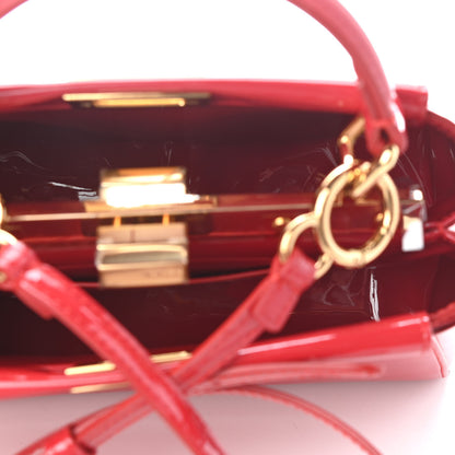 Fendi Vitello Vernice Mou Mini Peekaboo Iconic Satchel Rosso Cardinale 5 of 8