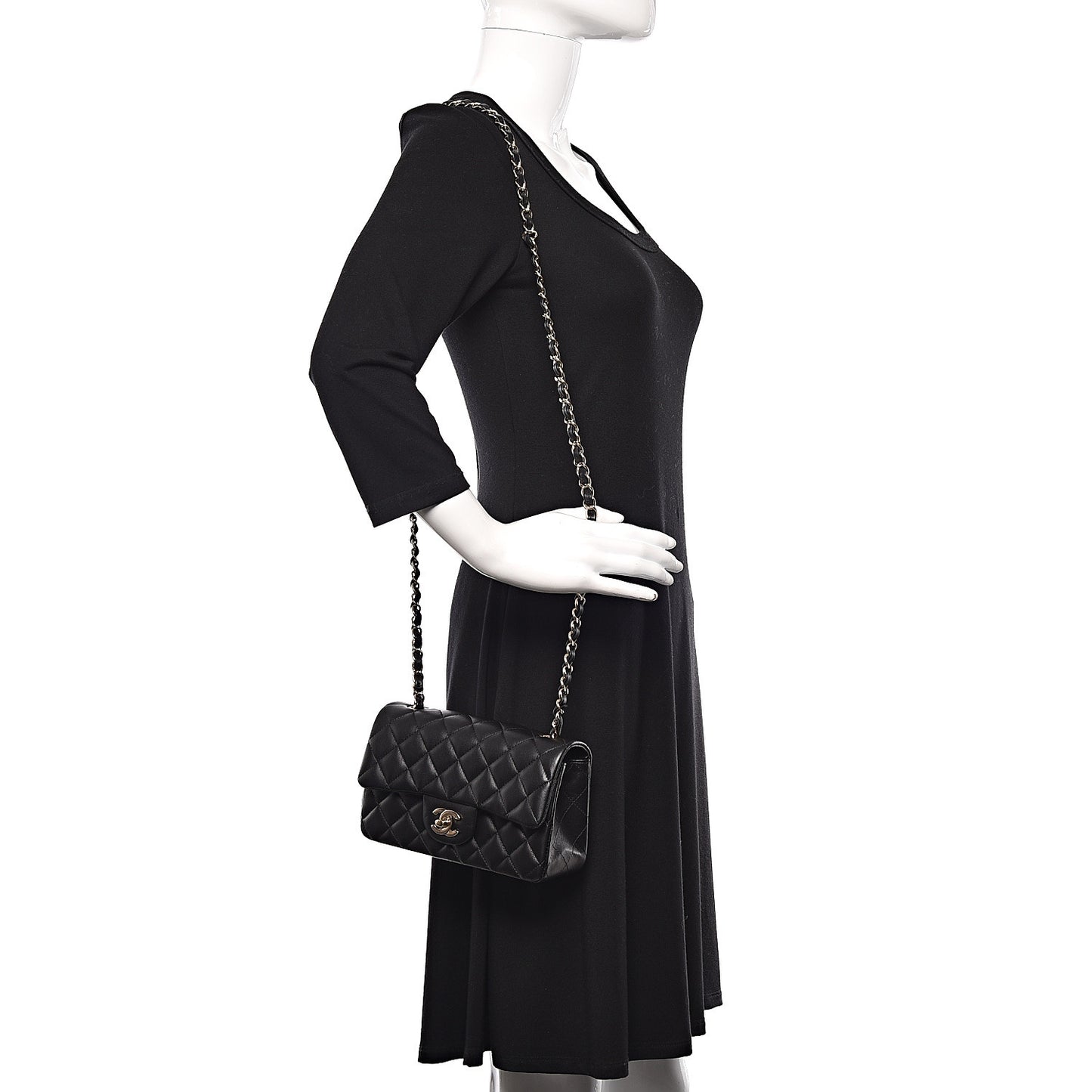 Lambskin Quilted Mini Rectangular Flap Black