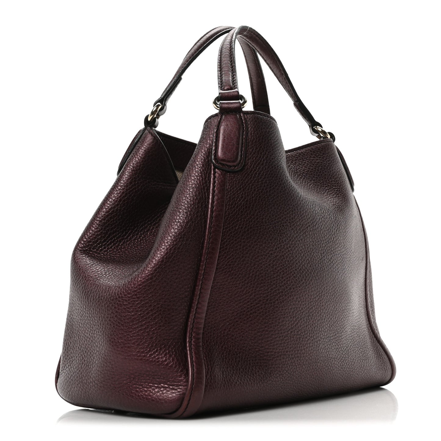 Metallic Cellarius Calfskin Small Soho Shoulder Bag Classic Burgundy