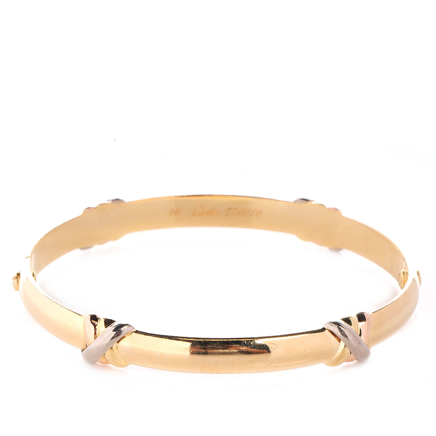 18k Pink Yellow White Gold Trinity Love Bracelet Size 16