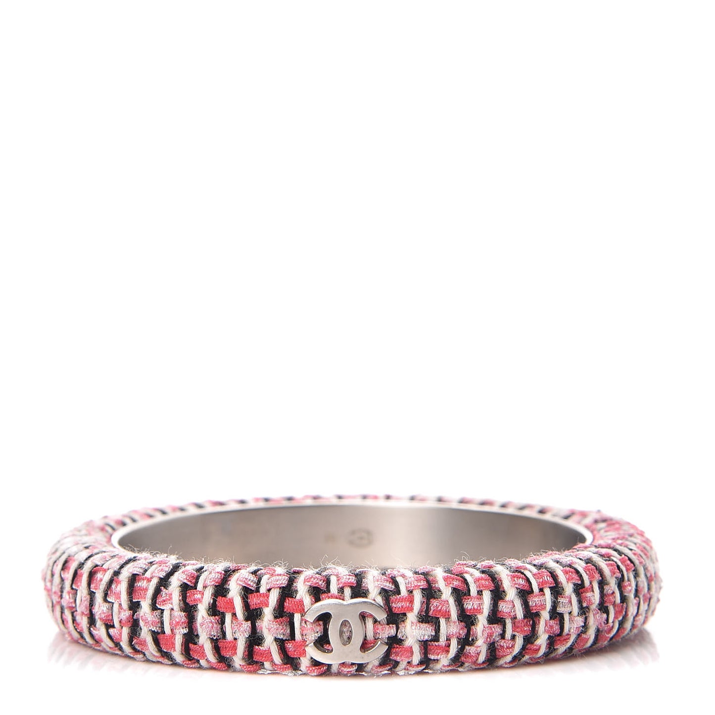 Tweed CC Narrow Bangle M Pink Black White