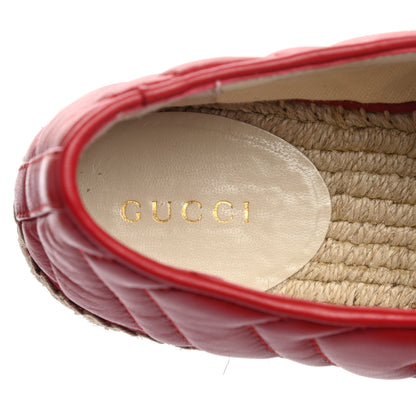 Gucci Nappa Matelasse GG Pilar Flatform Lace-Up Espadrilles 37 Hibiscus Red 9 of 12