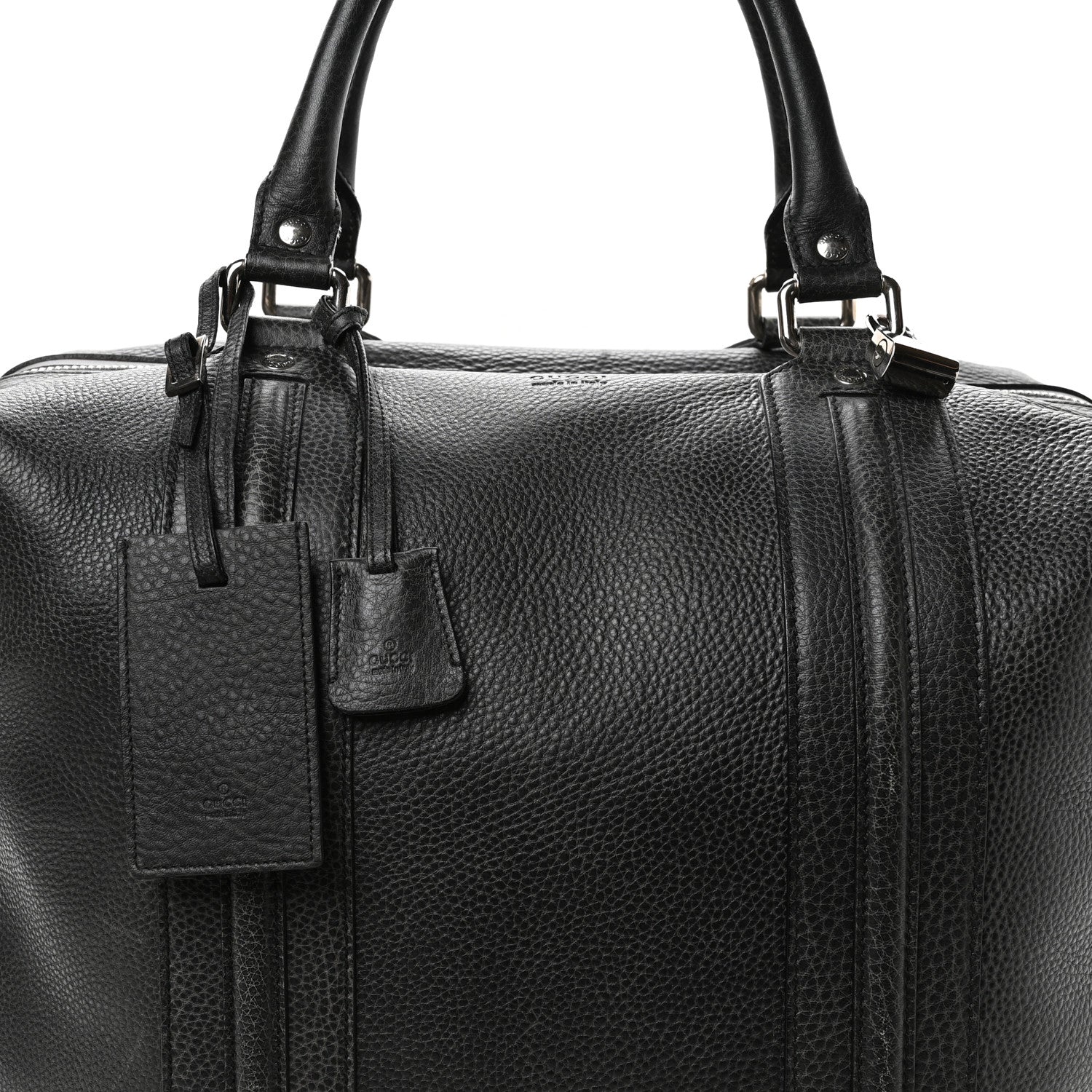 Gucci Pebbled Calfskin Carry On Duffle Grey 8 of 13