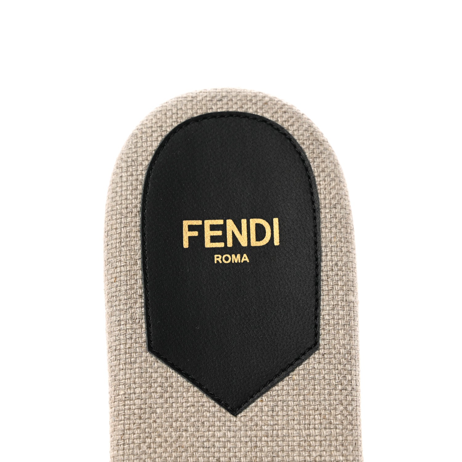 Fendi Vitello Canvas Logo Slide Sandals 36.5 Black Grezzo 7 of 8