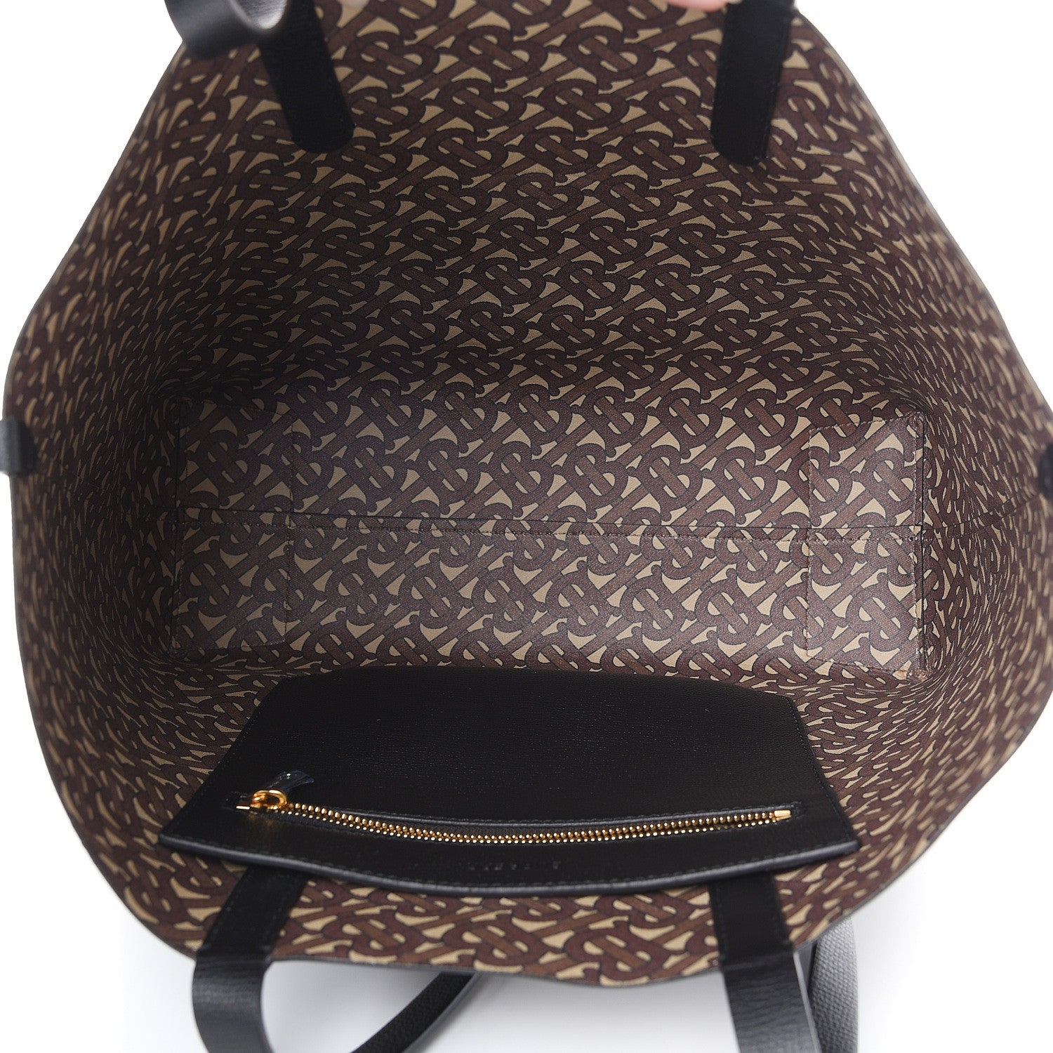 Burberry Calfskin TB Motif Embossed Medium Tote Black 4 of 9