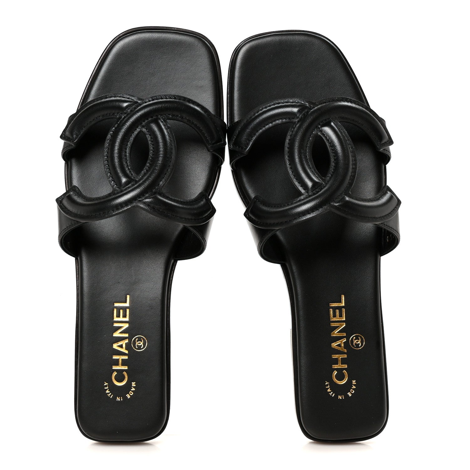 Chanel Lambskin CC Cut Out Mules Sandals 40 Black 2 of 10