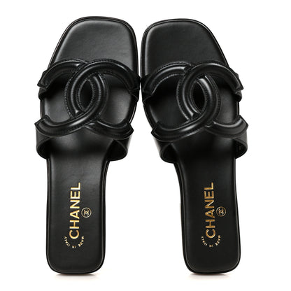Chanel Lambskin CC Cut Out Mules Sandals 40 Black 2 of 10