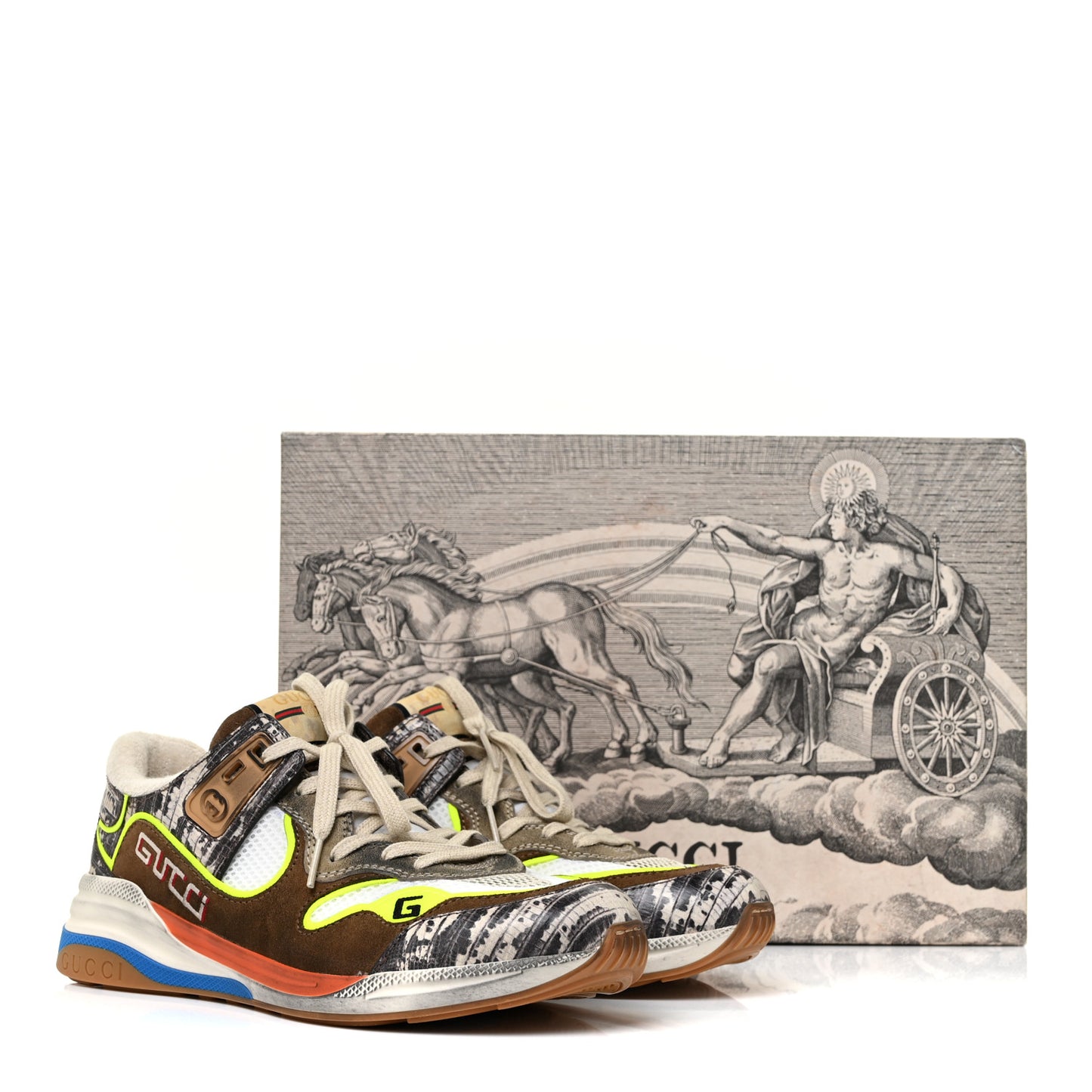 Suede Calfskin Tejus Printed Mens Ultrapace Sneakers 6 Natural Ardesia Neon Yellow