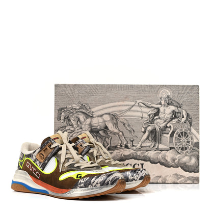 Gucci Suede Calfskin Tejus Printed Mens Ultrapace Sneakers 6 Natural Ardesia Neon Yellow 16 of 16