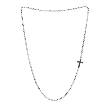 David Yurman Sterling Silver Black Diamond Streamline Cross Station Necklace 26" 3 of 4