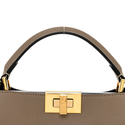 Fendi Vitello Tahiti Burro Medium Peekaboo Iconic Essentially Satchel Tortora Black 5 of 10
