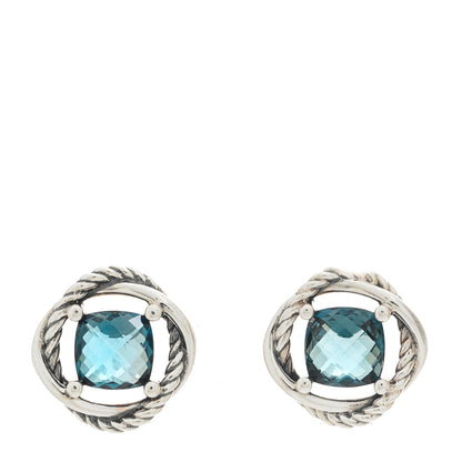 David Yurman Sterling Silver Hampton Blue Topaz 7mm Infinity Earrings 1 of 4