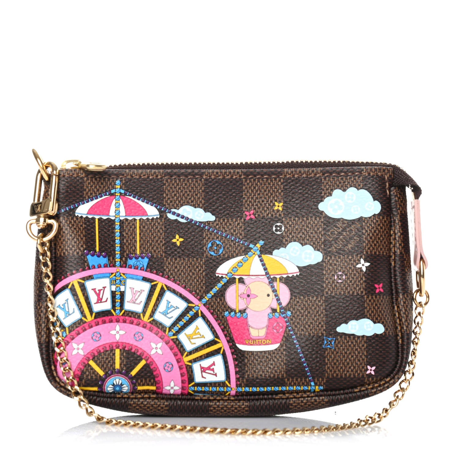 Louis Vuitton Damier Ebene 2020 Christmas Animation Big Wheel Mini Pochette Accessories Rose Ballerine 1 of 4