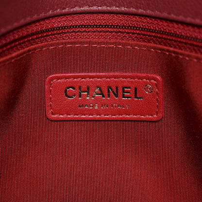 Chanel Grained Calfskin Stitched Chevron Medium Chic Top Handle Flap Red 6 of 11