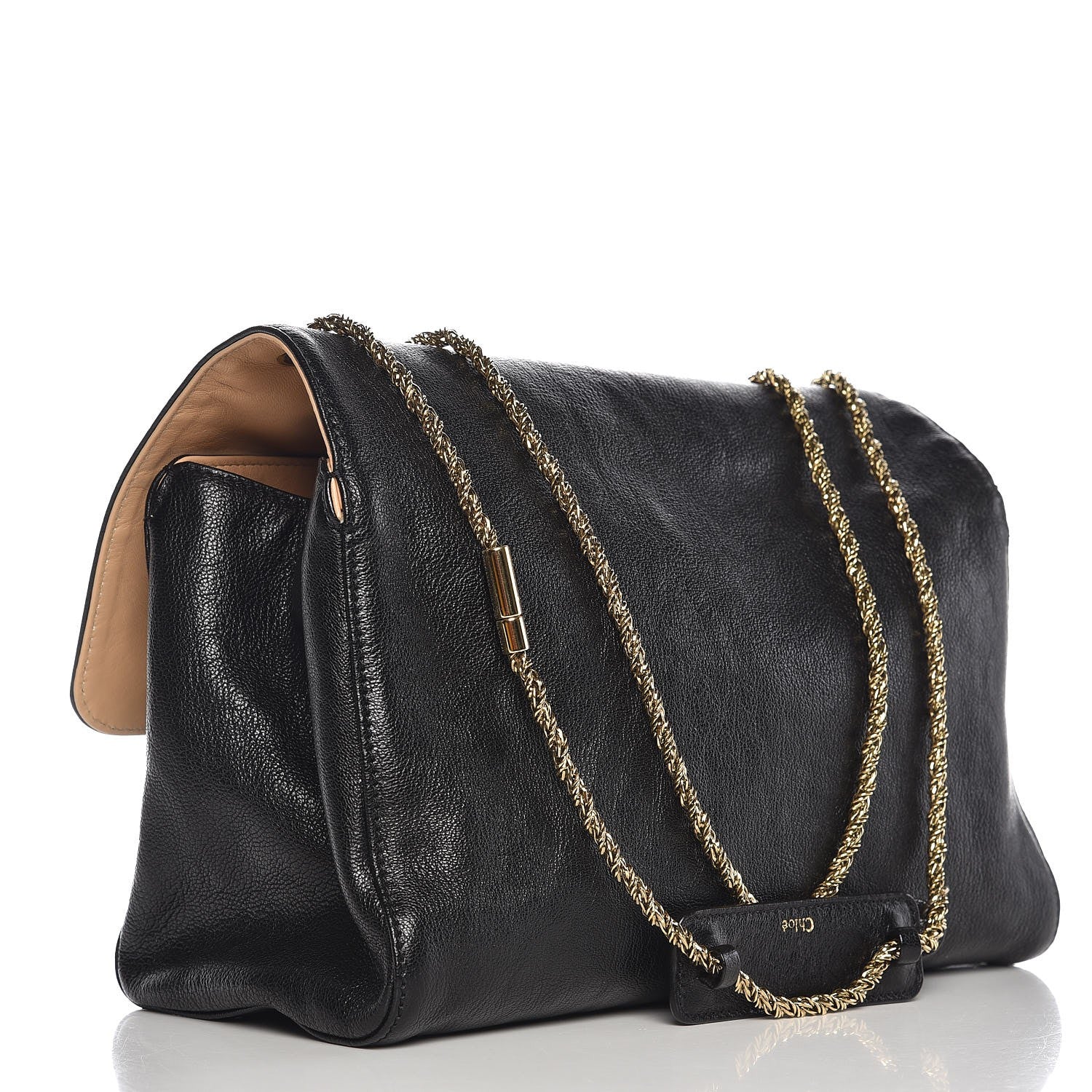 Chloe Calfskin Crystal Tassel Flap Bag Black 3 of 8