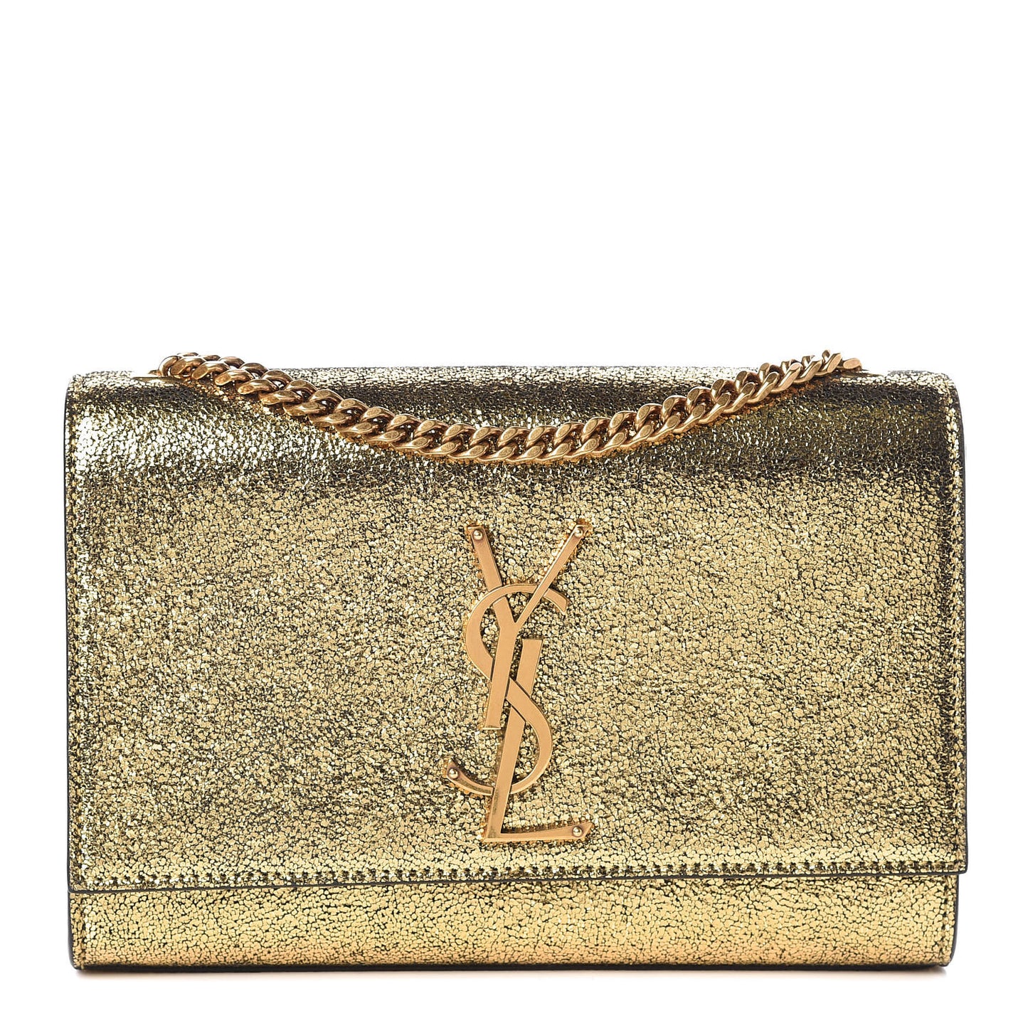Metallic Calfskin Small Classic Monogram Kate Satchel Oro