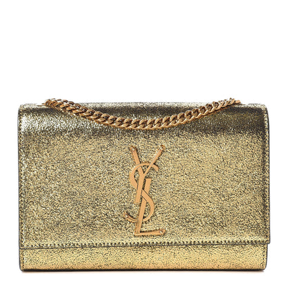 Saint Laurent Metallic Calfskin Small Classic Monogram Kate Satchel Oro 1 of 11
