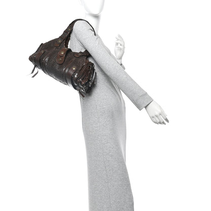 Chloe Snakeskin Silverado Shoulder Bag Dark Brown 3 of 17