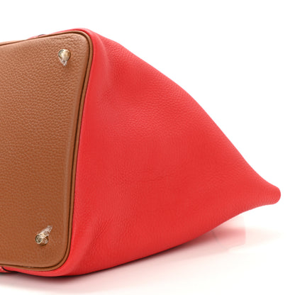 Hermes Taurillon Clemence Casaque Picotin Lock 22 MM Gold Rouge De Coeur 10 of 11