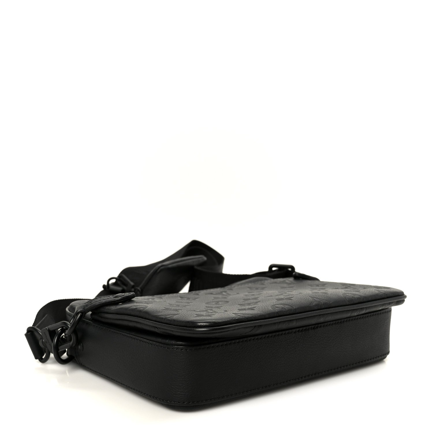 Louis Vuitton Calfskin Monogram Shadow Trio Messenger Black 4 of 10