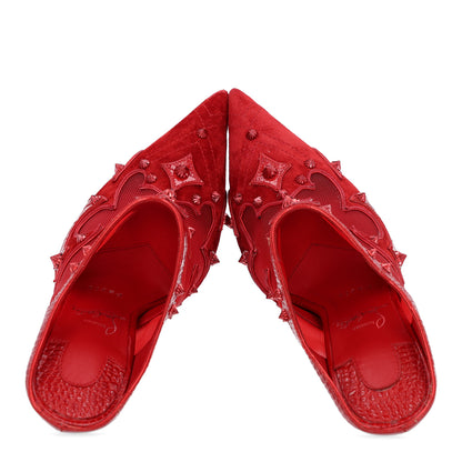 Christian Louboutin Embossed Alligator Veau Velours Mesh Studded Mulatiag 100 Pumps 37 Loubi 2 of 9