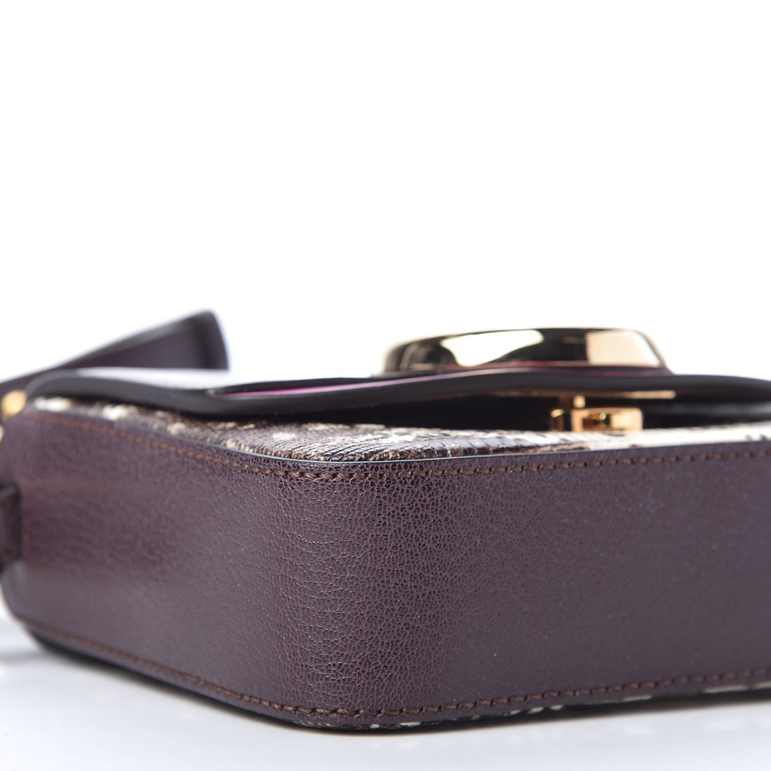 Chloe Shiny Goatskin Calfskin Lizard Embossed Mini C Double Carry Black Raisin 6 of 9