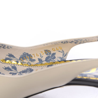 Gucci Malaga Kid Web Bow Jane Low Heel Slingback Pumps 35.5 Off White 8 of 9