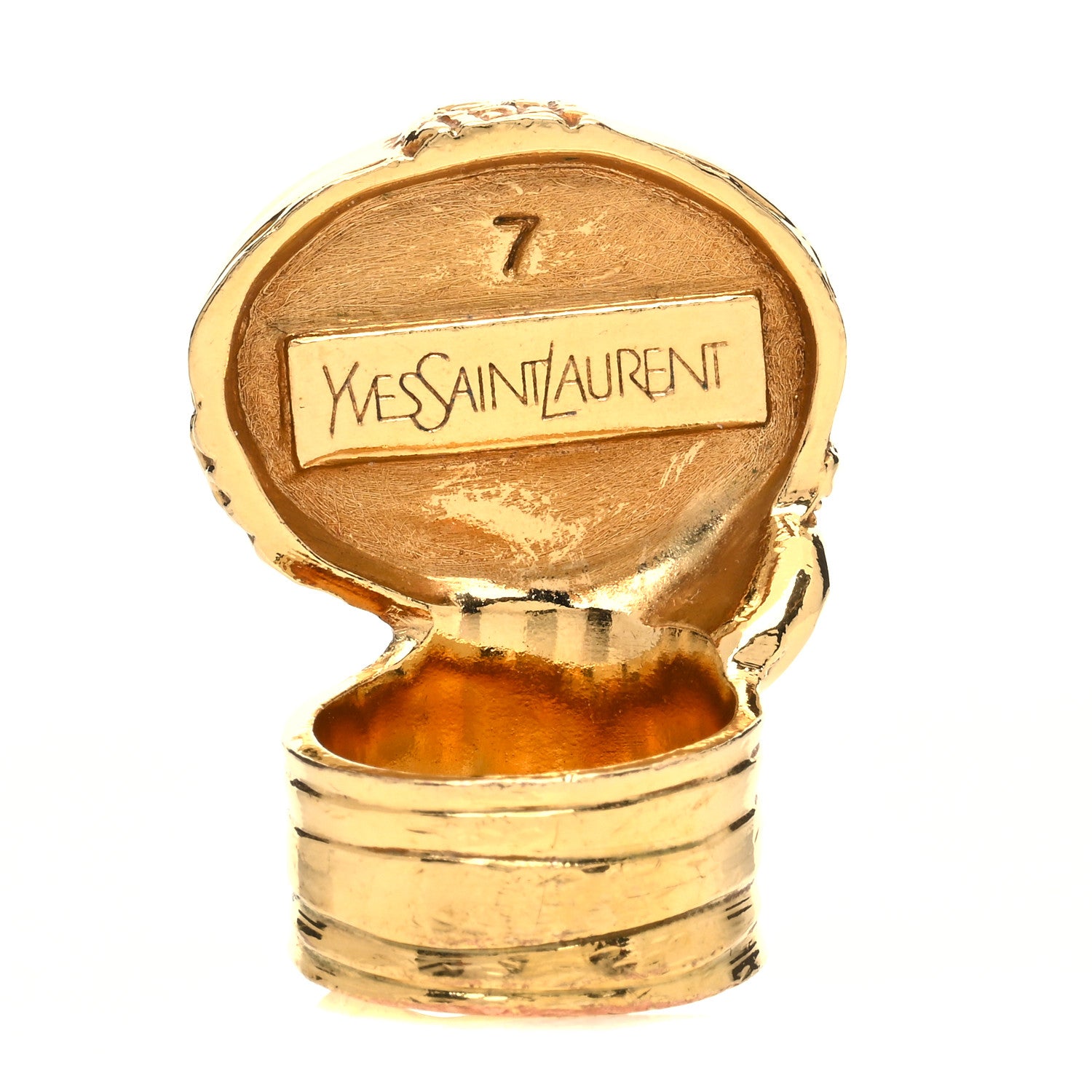 Saint Laurent Glass Cabochon Arty Ovale Ring 7 Gold Lapis 3 of 4