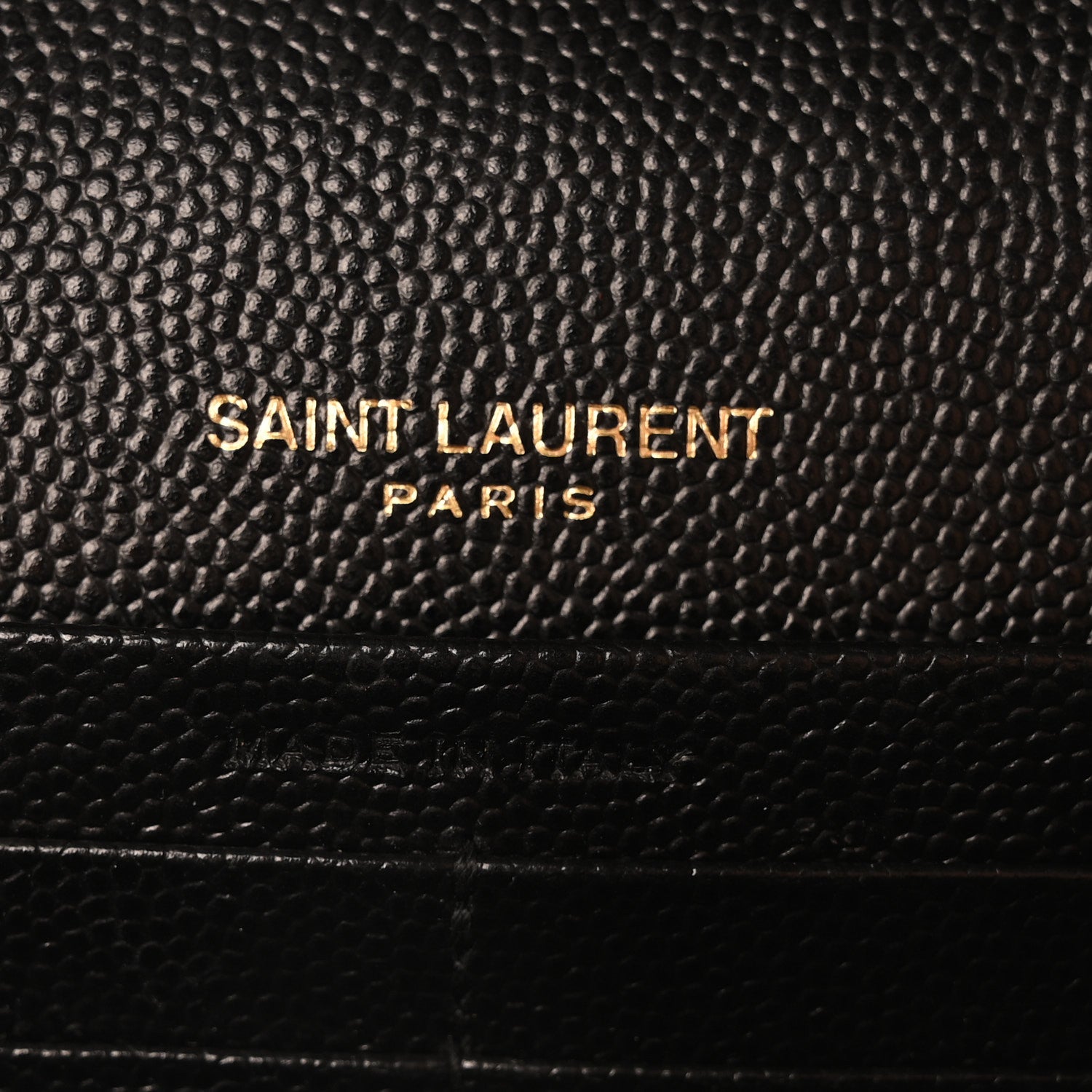 Saint Laurent Grain De Poudre Matelasse Chevron Monogram Chain Wallet Black 7 of 12