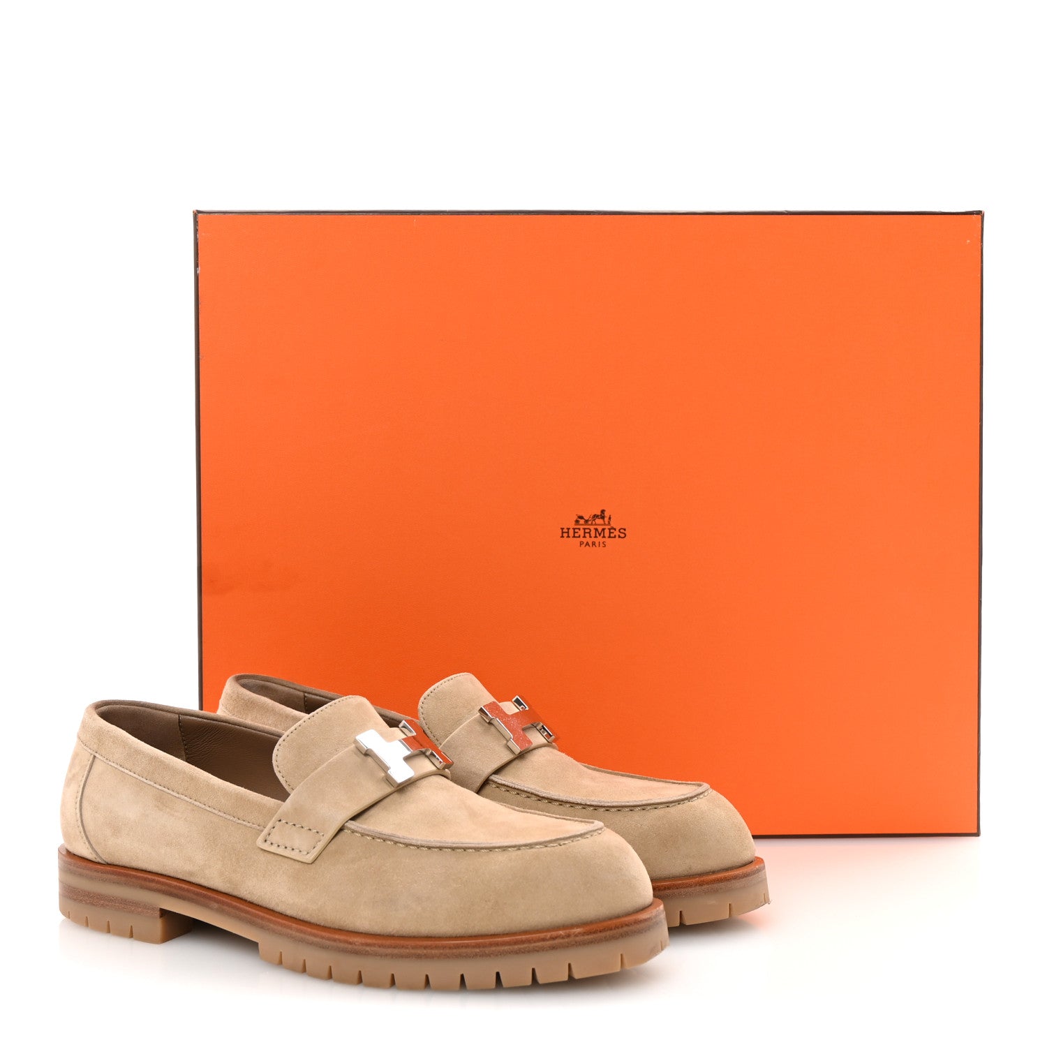 Hermes Suede Goatskin Womens Faubourg Loafers 36 Beige Argile 10 of 10