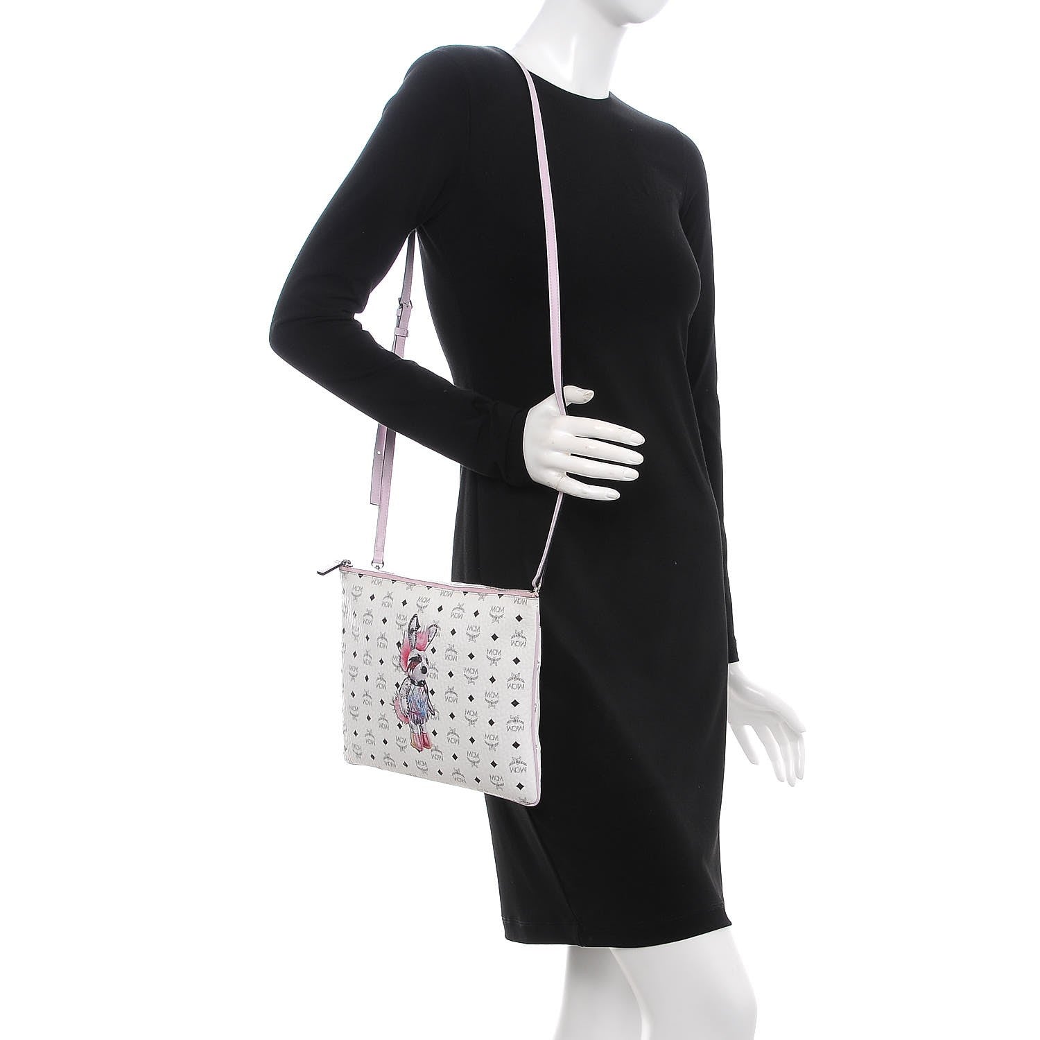 MCM Visetos Medium Punk Rabbit Crossbody Pouch White 2 of 13