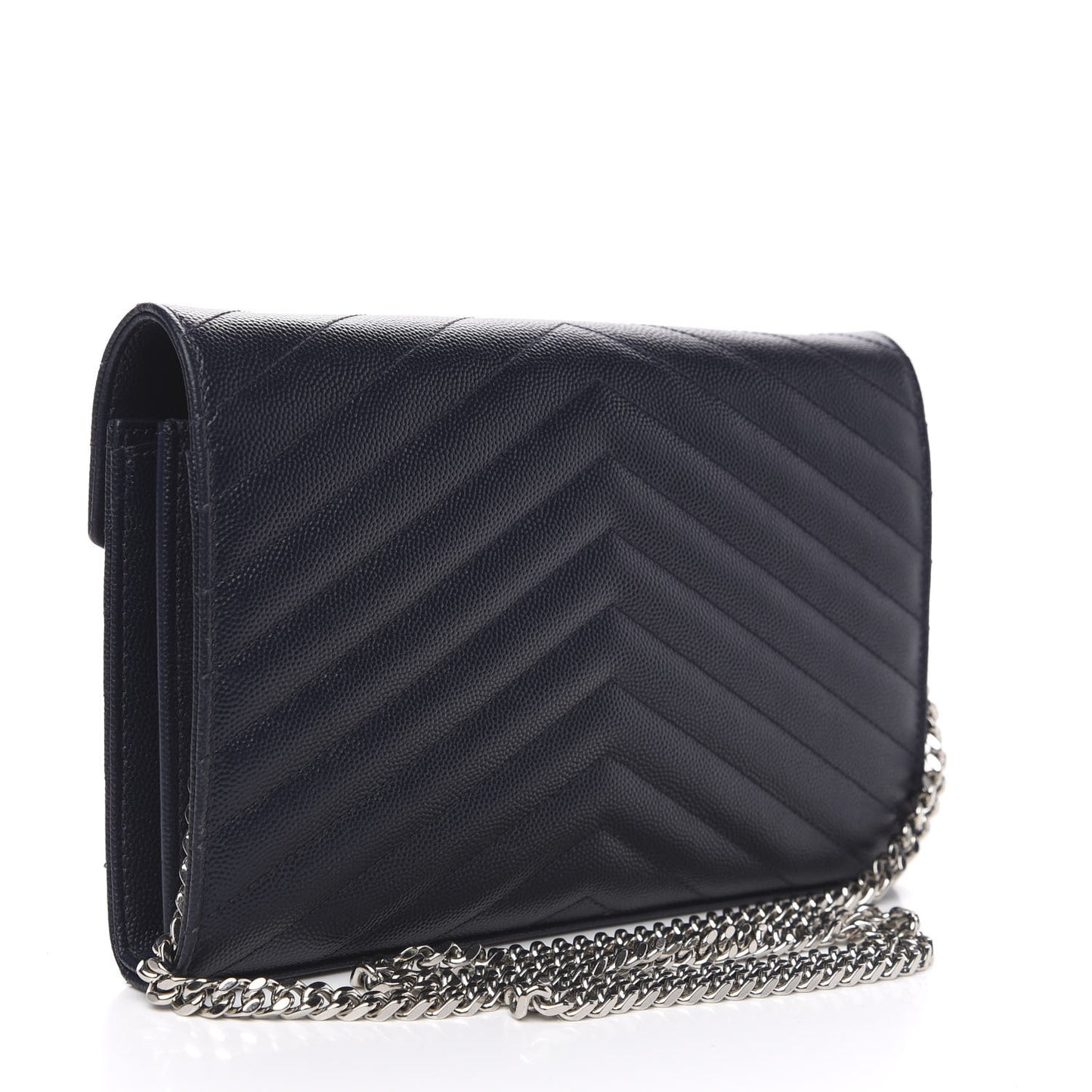 Grain De Poudre Matelasse Chevron Monogram Chain Wallet Deep Marine