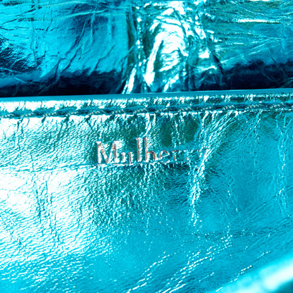 Mulberry Metallic Crinkled Nappa Pillow Quilted Little Softie Bag Portobello Blue 6 of 10
