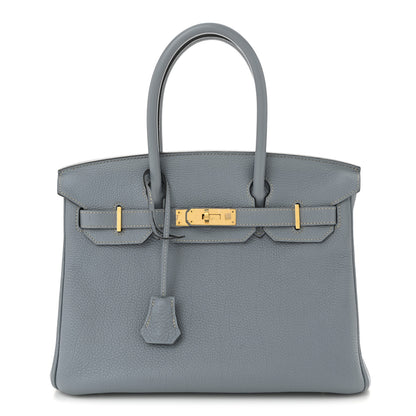 Hermes Togo Birkin 30 Bleu Lin 1 of 10