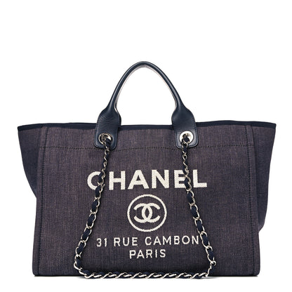Chanel Denim Large Deauville Tote Dark Blue 1 of 6