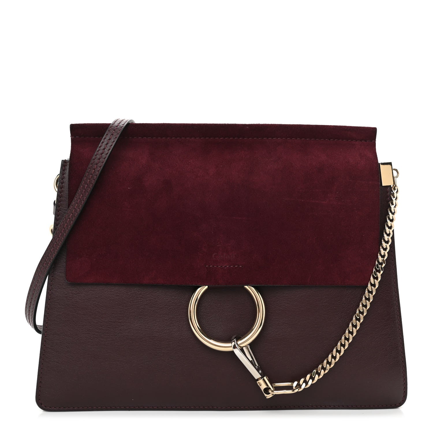 Chloe Calfskin Suede Medium Faye Shoulder Bag Dark Purple 1 of 8