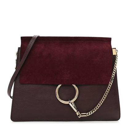 Chloe Calfskin Suede Medium Faye Shoulder Bag Dark Purple 1 of 8