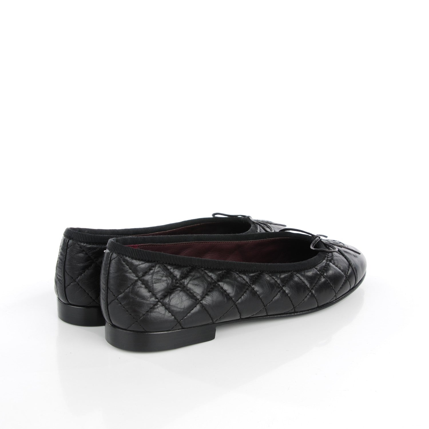 Chanel Aged Calfskin Quilted CC Cap Toe Ballerina Flats 38 Black 4 of 8