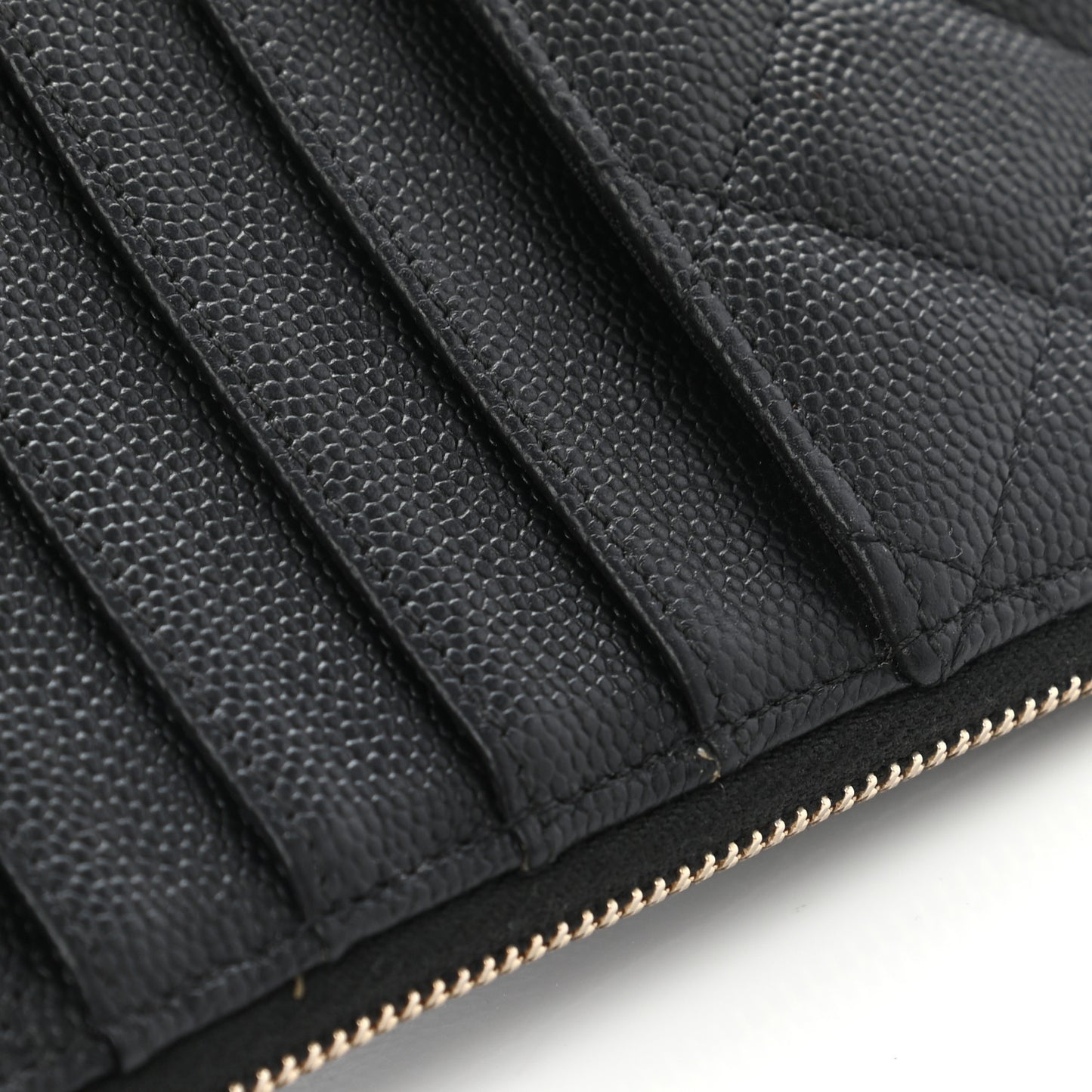 Caviar Quilted Classic Flat Wallet Pouch Black