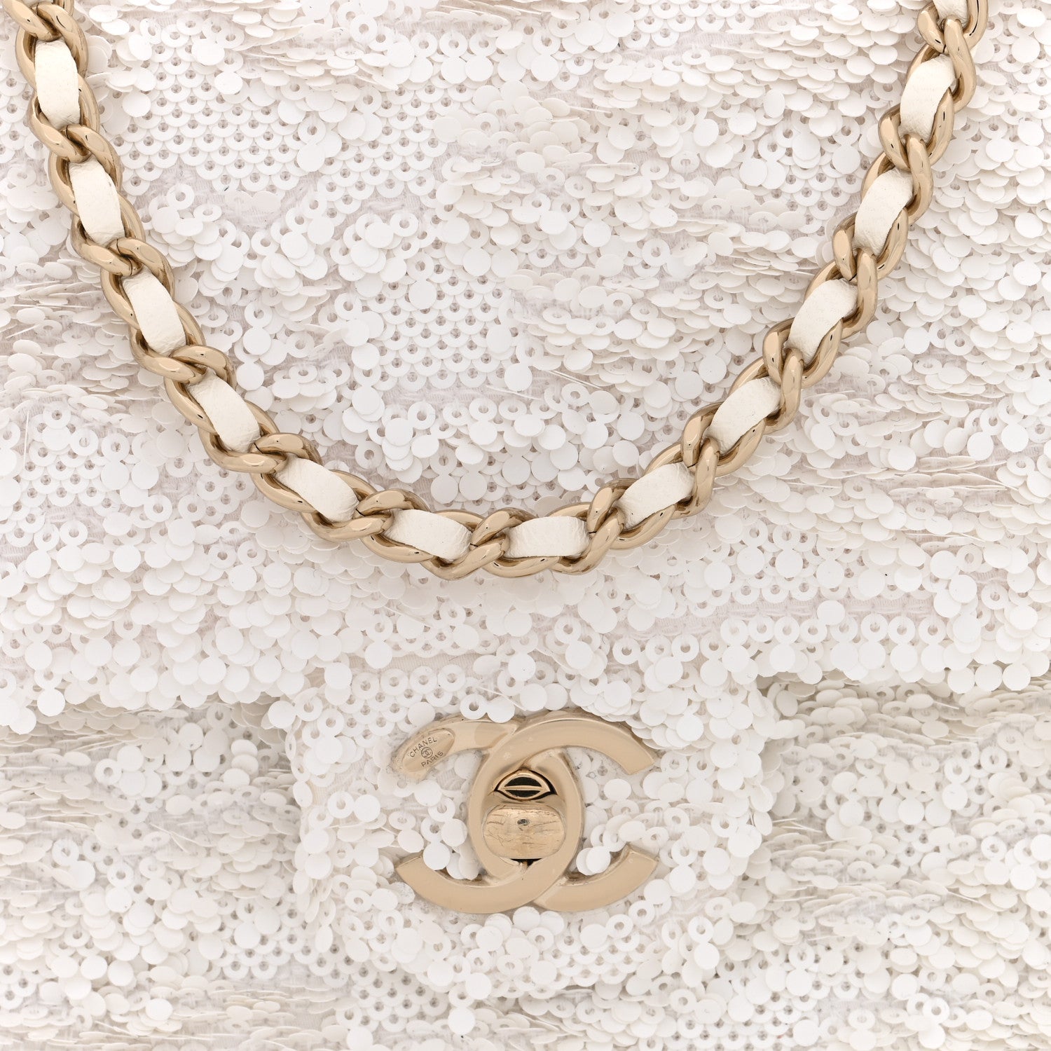 Chanel Sequin Small Single Flap White 8 of 10