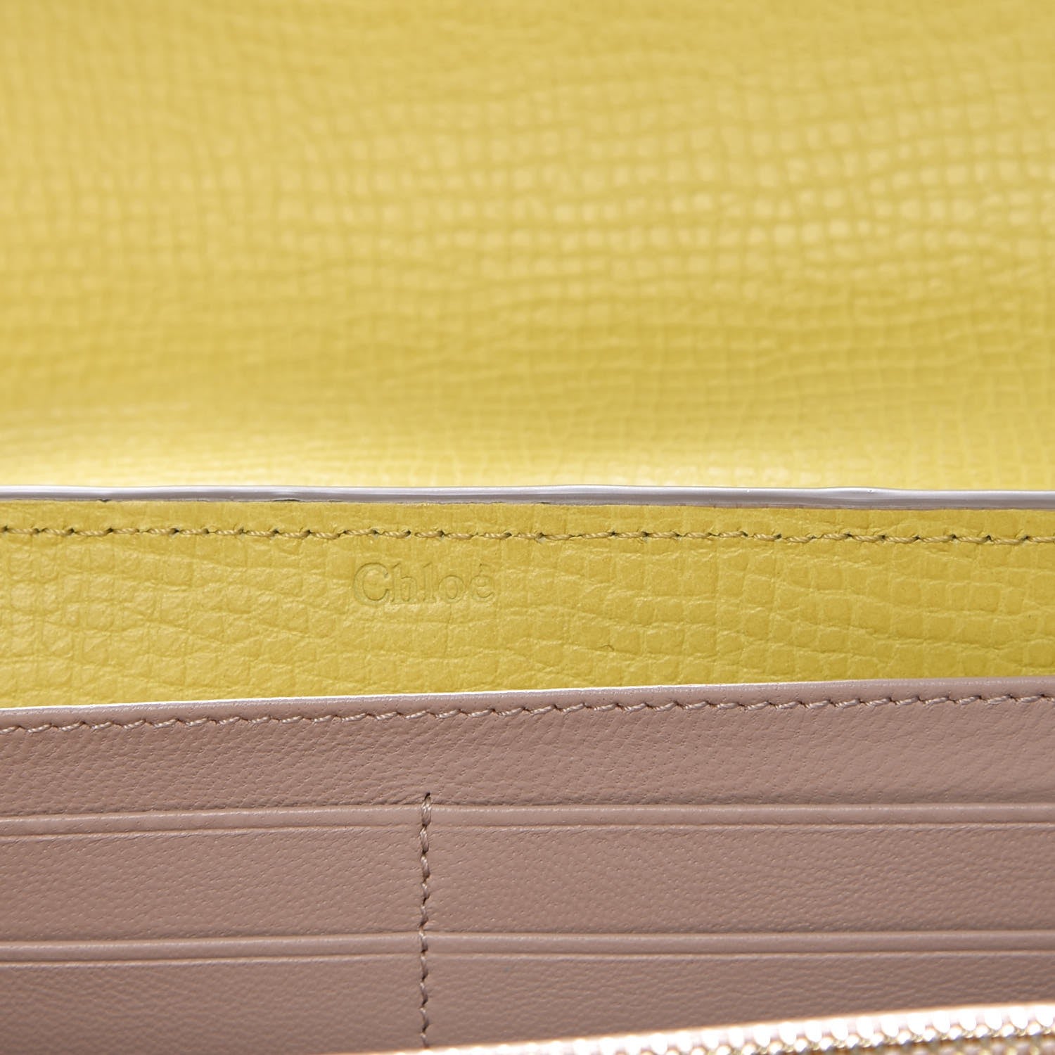 Chloe Grained Calfskin Lambskin Drew Long Wallet with Flap Yellow Beige 6 of 11