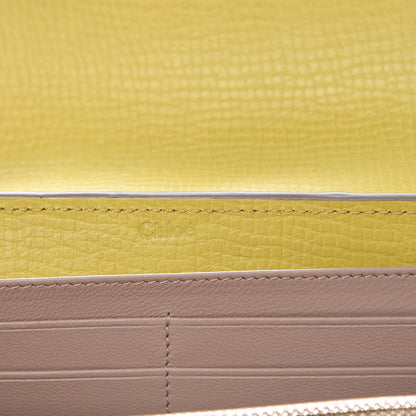 Chloe Grained Calfskin Lambskin Drew Long Wallet with Flap Yellow Beige 6 of 11