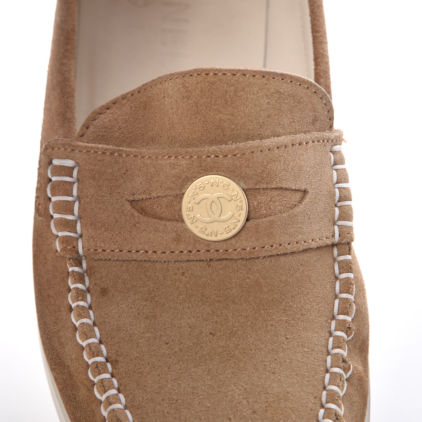 Suede Womens Penny Loafers 40 Beige