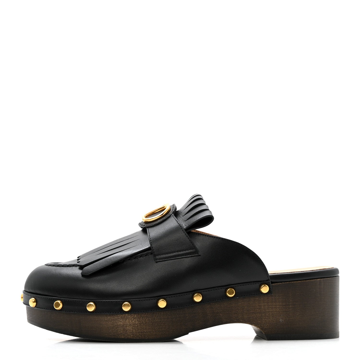 Valentino Garavani Calfskin Vlogo Signature Fringe 45mm Clogs 40 Black 1 of 11